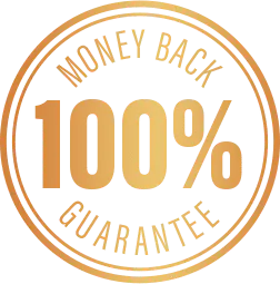 Gold 100 percent money-back guarantee badge for Venus Factor — 60 day risk-free purchase protection